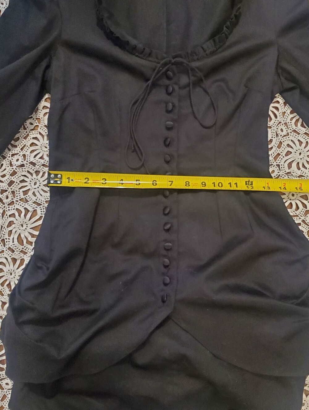 Vintage Betsey Johnson Black Bustle Blouse Goth Vampy Steam punk Cotton Y2K - Picture 13 of 16